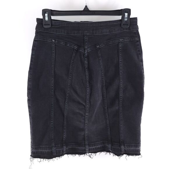 DL1961 Solid Black Full Zip Snap Poppy Skirt Raw Hem Womens Size M - Picture 7 of 11